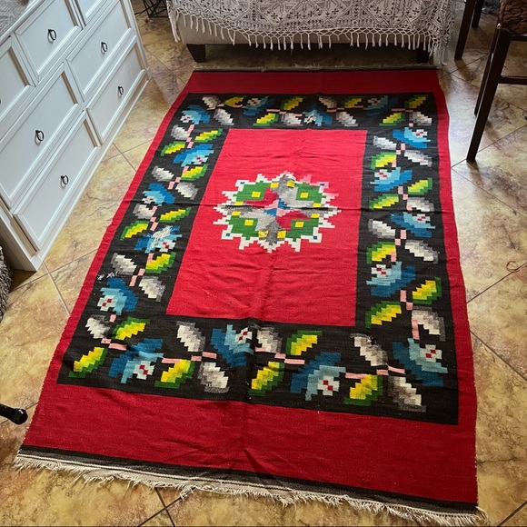 Vintage Mexican Zarape Blanket